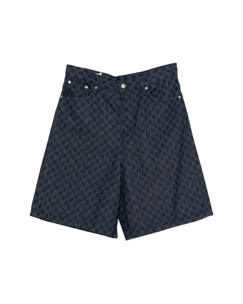 Dries van Noten Patterned Denim Shorts Blue