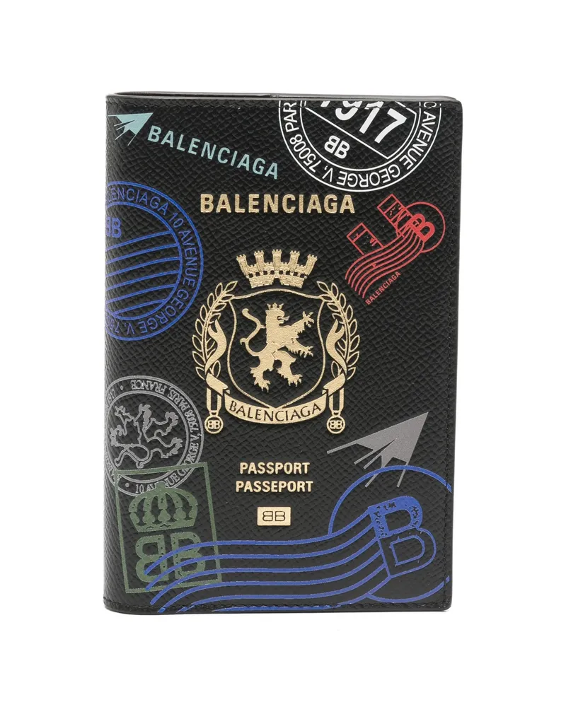 Balenciaga Graphic-print Passport Holder Black