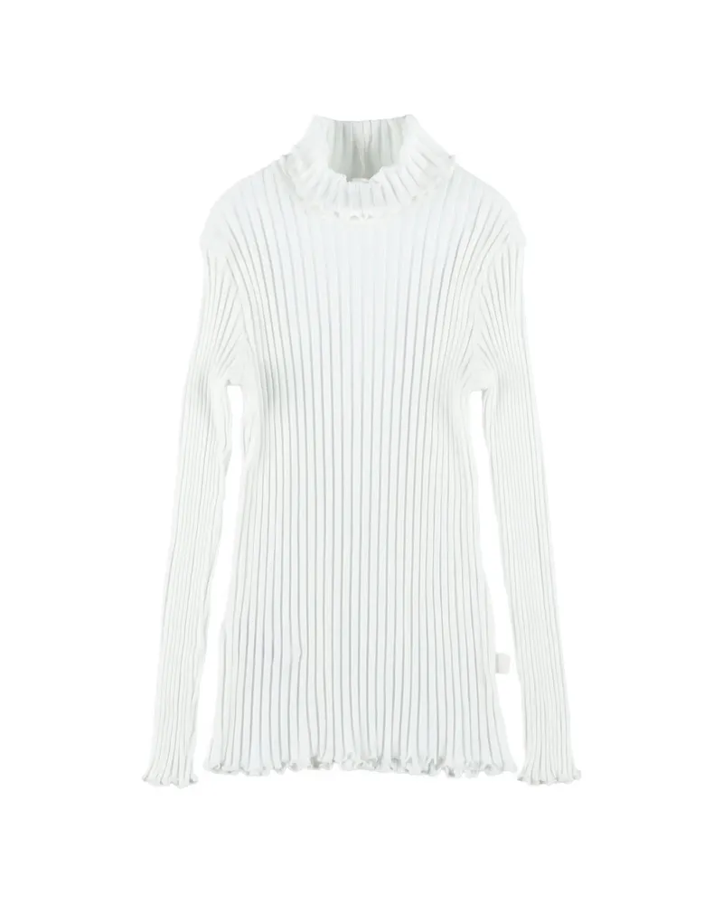 Il Gufo Ruffled Ribbed-knit Sweater White