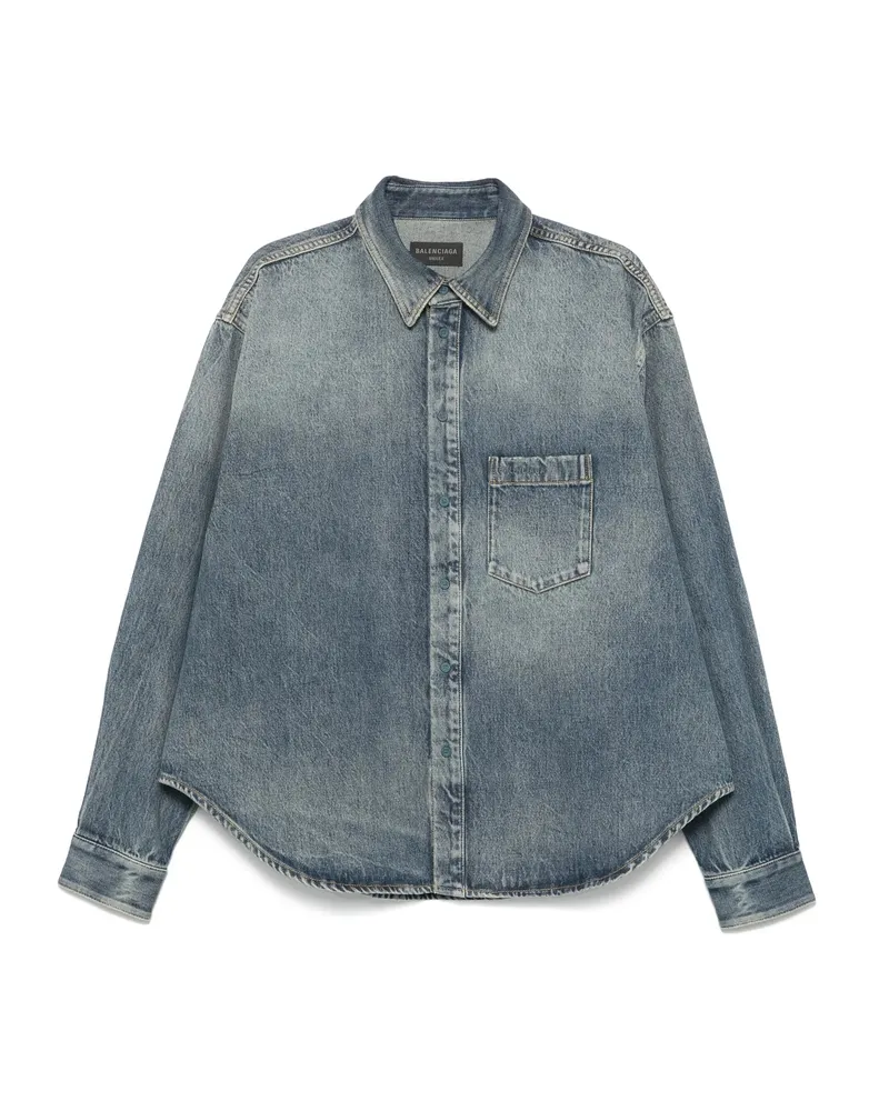 Balenciaga Logo-embroidered Denim Jacket Blue