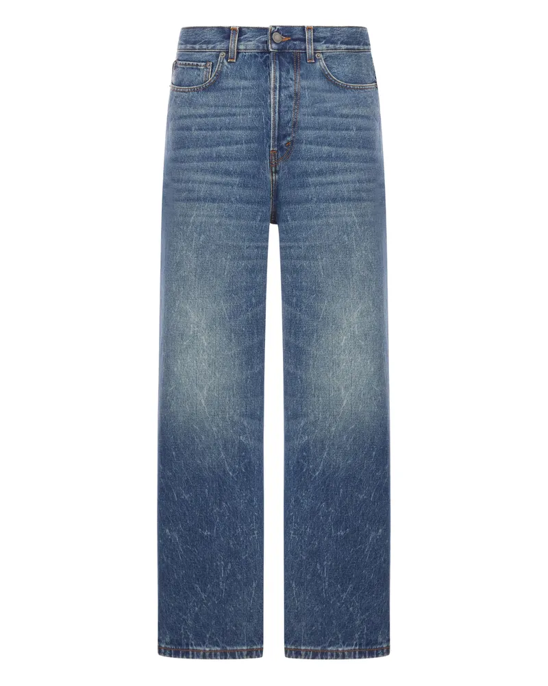 Haikure Five-pocket Whiskered Jeans Blue