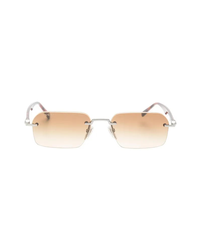 Gucci Rimless Rectangle-frame Sunglasses Brown