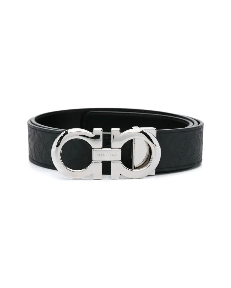 Ferragamo Embossed Gancini Belt Black