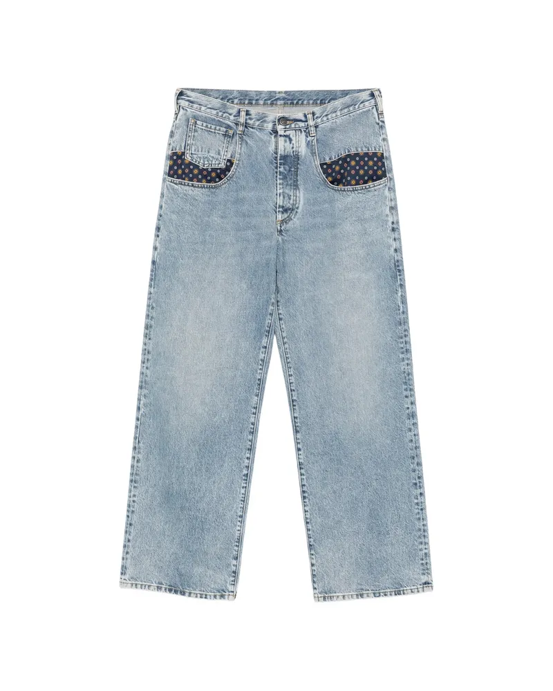Maison Margiela Paisley-print Insert Jeans Blue