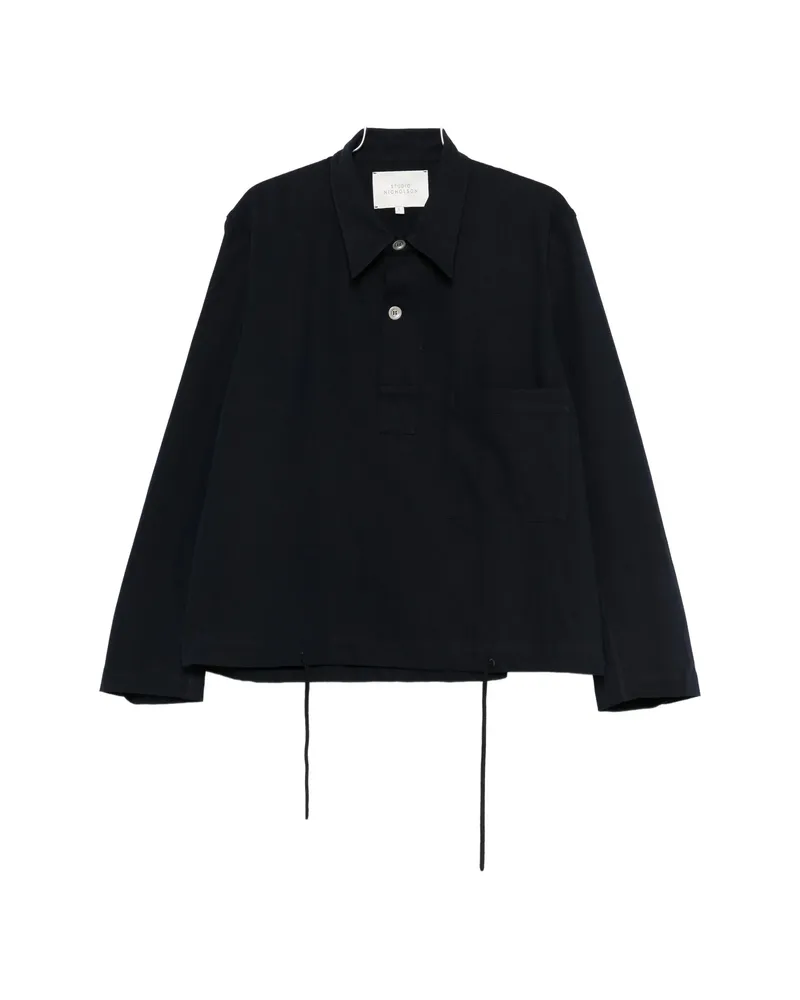 Studio Nicholson Drawcord-hem Chest-pocket Shirt Blue