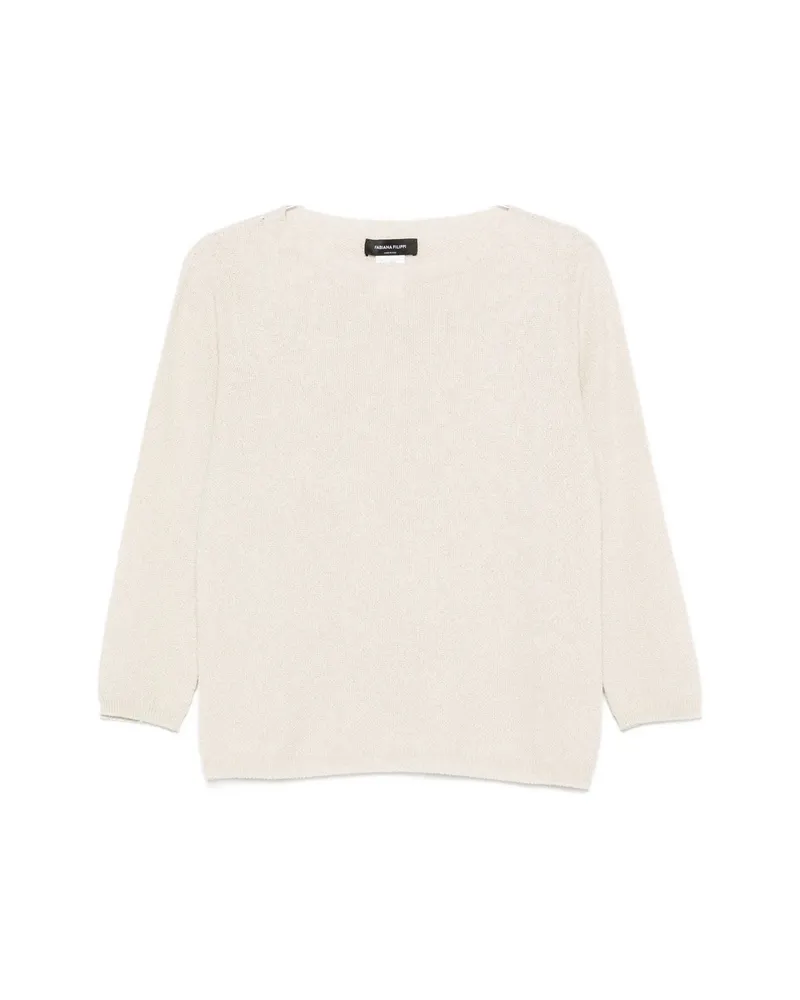 Fabiana Filippi Fine-knit Three-quarter-sleeve Sweater Neutrals
