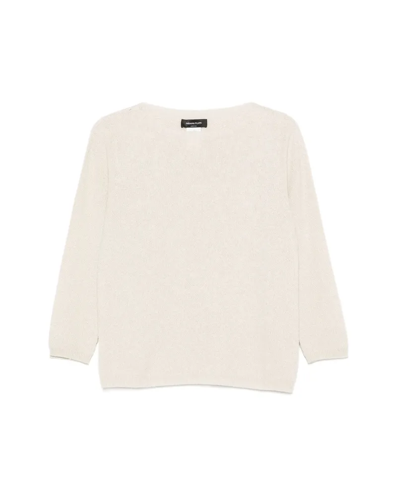 Fabiana Filippi Fine-knit Three-quarter-sleeve Sweater Neutrals