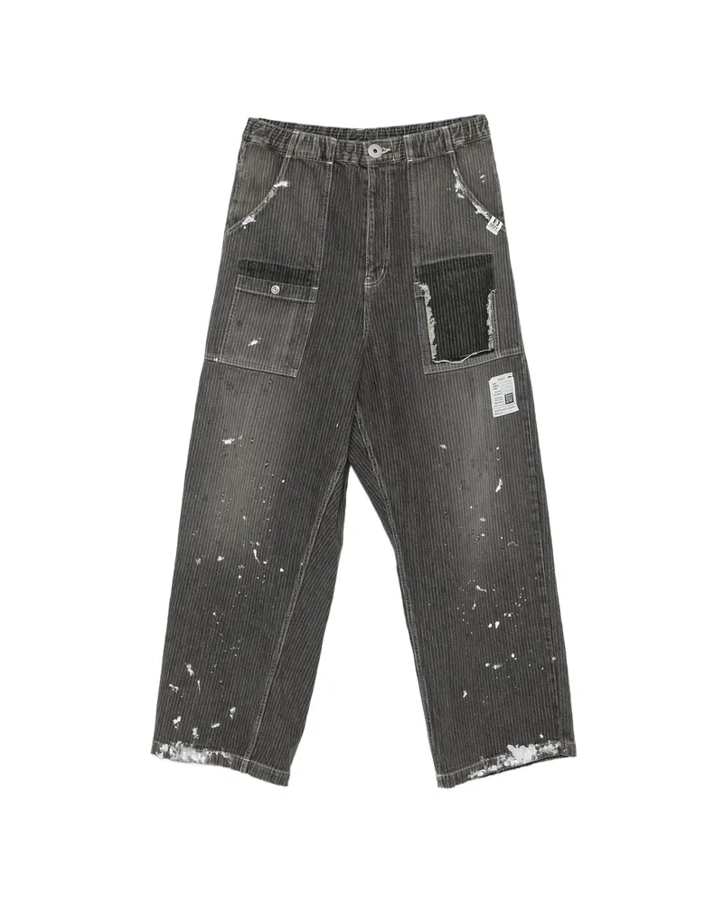 MIHARAYASUHIRO Paint-splatter Distressed Jeans Grey