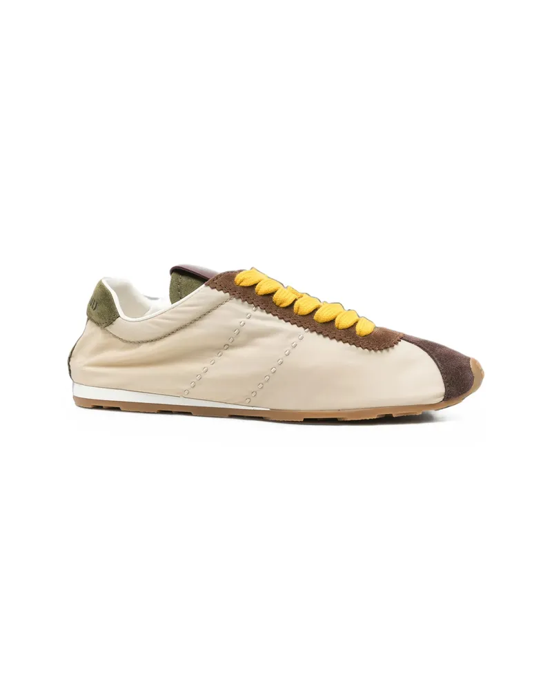 Miu Miu Suede-trim Panelled Sneakers Neutrals