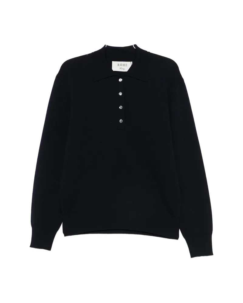 Róhe Button-placket Polo Sweater Blue