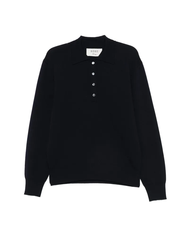 Róhe Button-placket Polo Sweater Blue