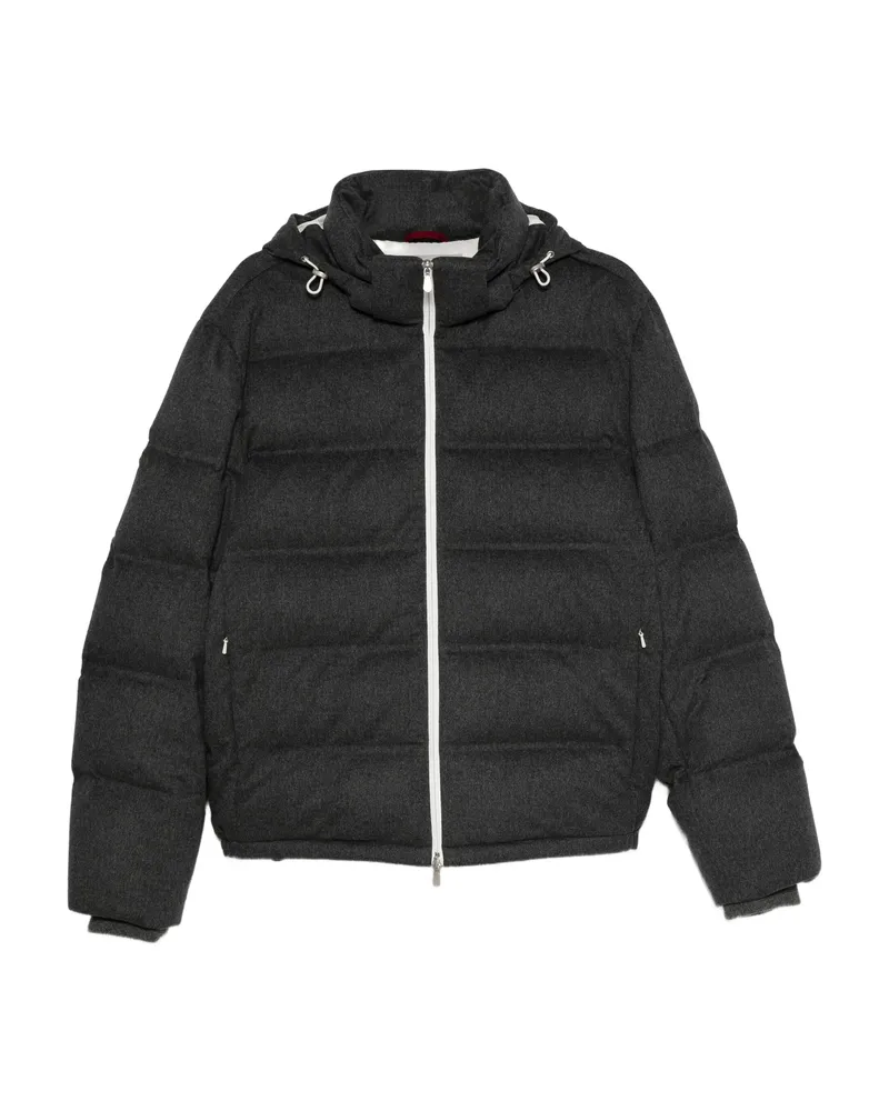 Brunello Cucinelli Hooded Quilted Padded Jacket Grey