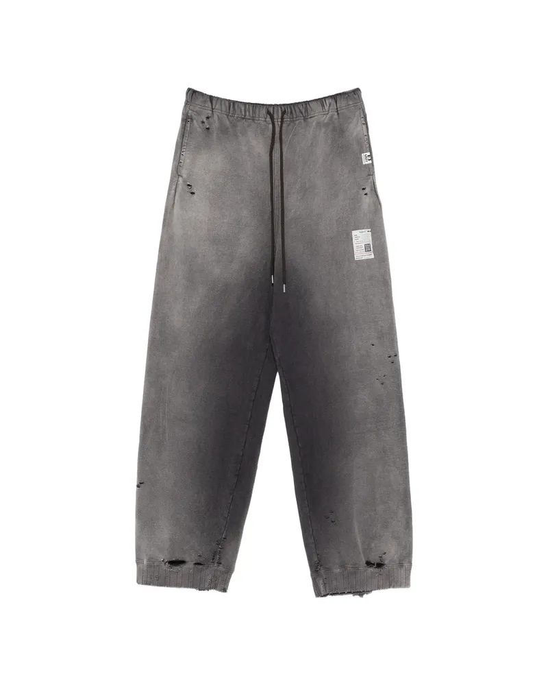 MIHARAYASUHIRO Distressed Logo-print Track Pants Grey