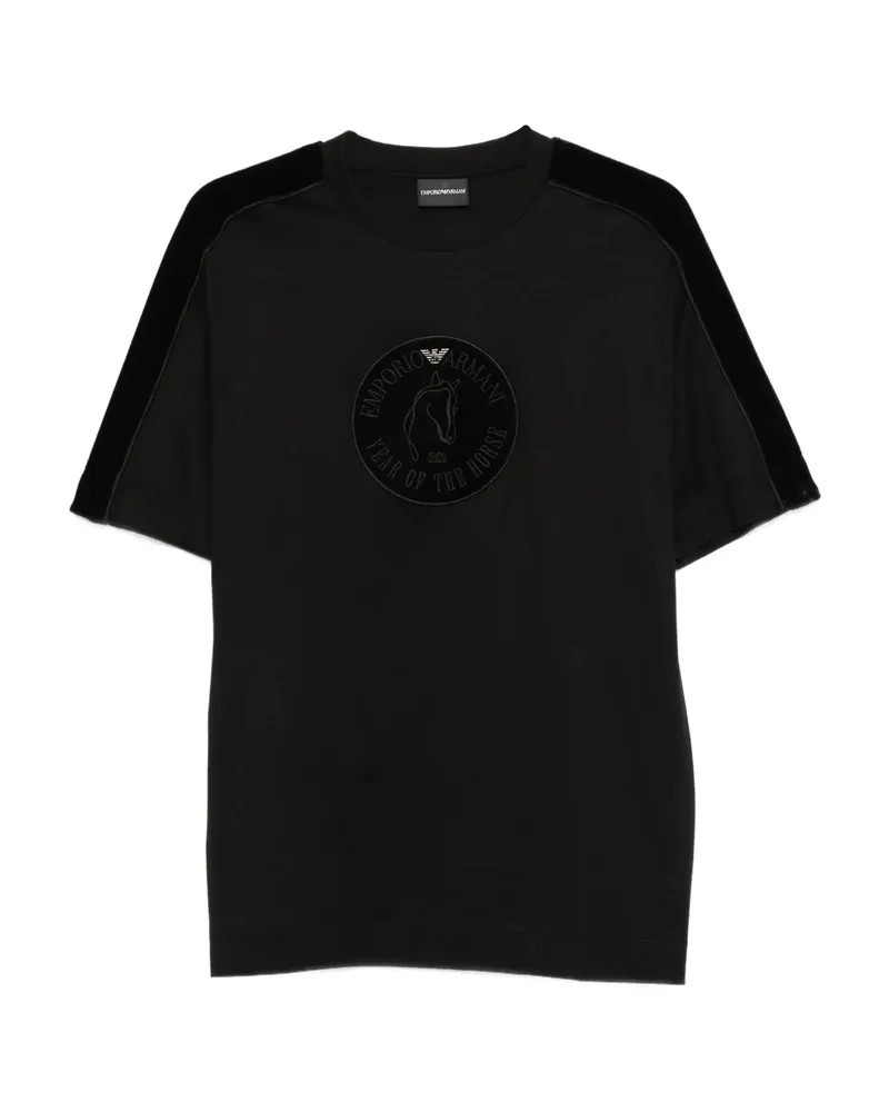 Emporio Armani Velvet-panel T-shirt Black