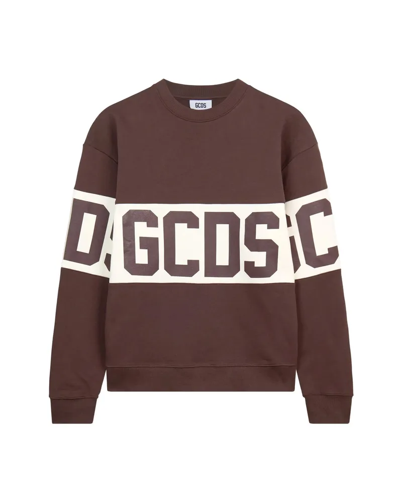 GCDS Logo-intarsia Crew-neck Sweatshirt Brown