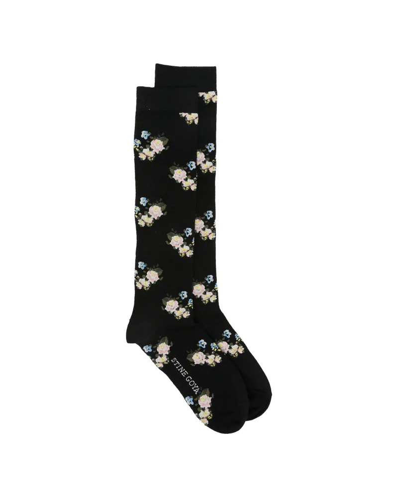 Stine Goya Floral-intarsia Socks Black