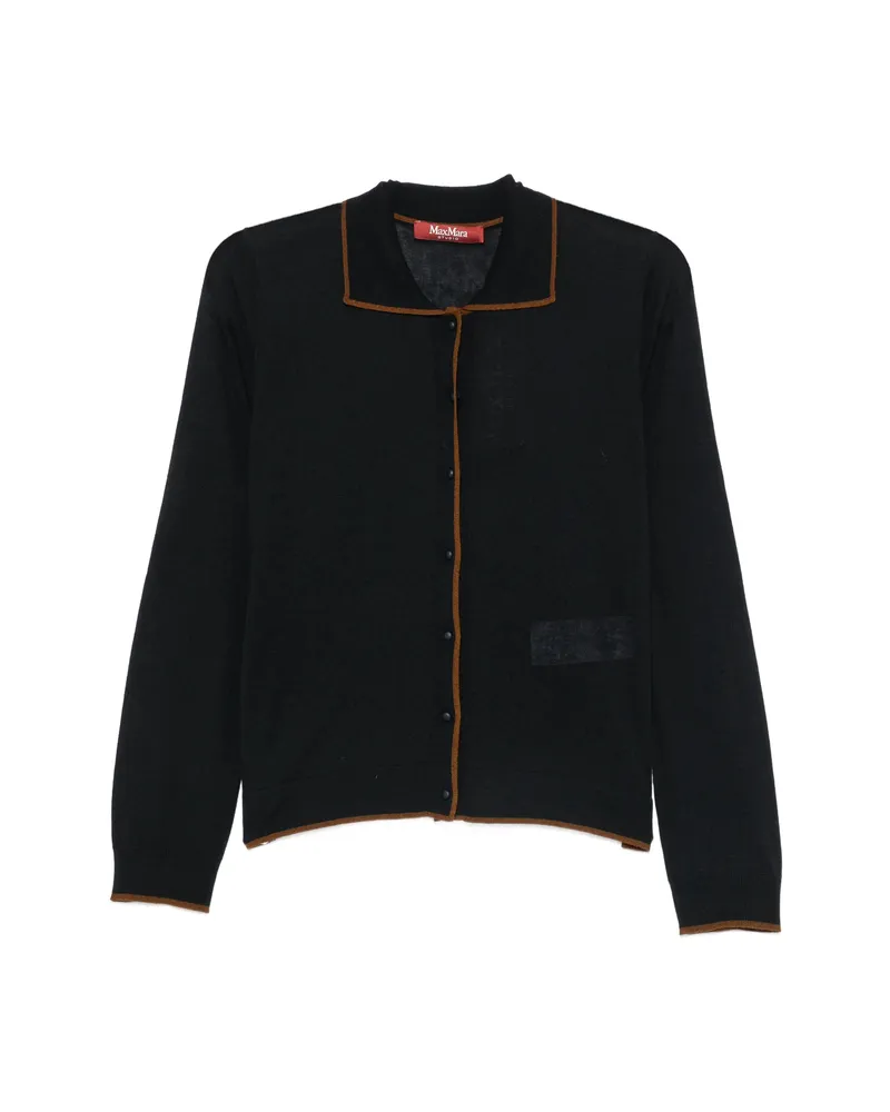 Max Mara Contrast-trim Polo-collar Cardigan Black