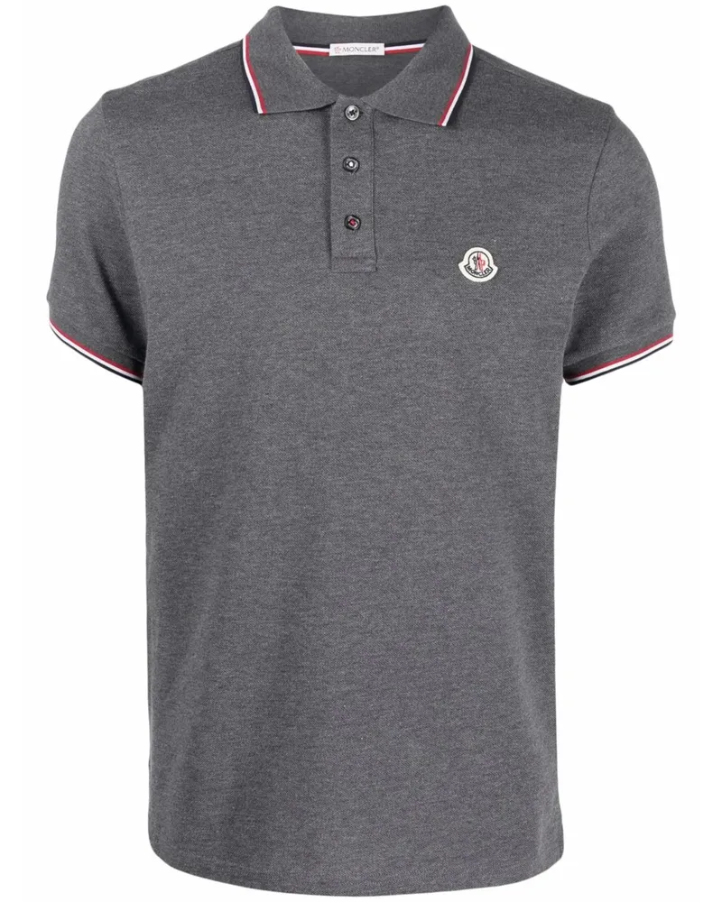 Moncler Piqué Logo-patch Polo Shirt Grey