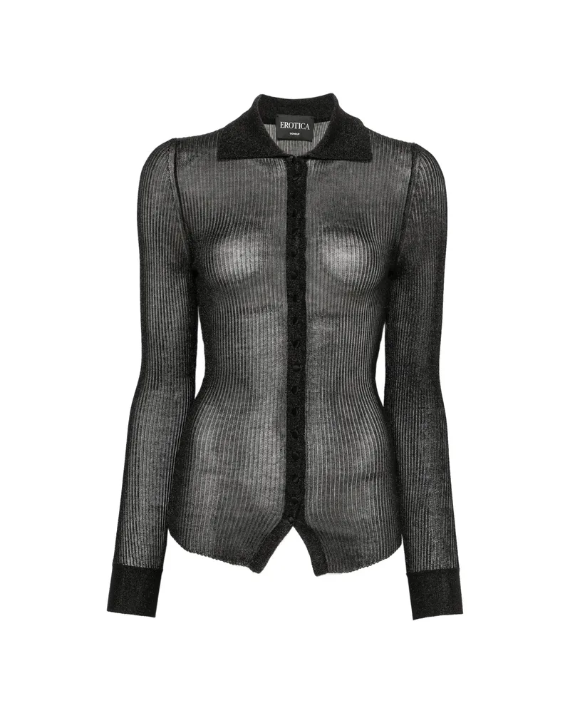 Dondup Ribbed-knit Long-sleeve Shirt Black