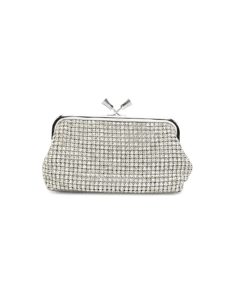 Anya Hindmarch Crystal-embellished Tassel-clasp Clutch Bag Silver