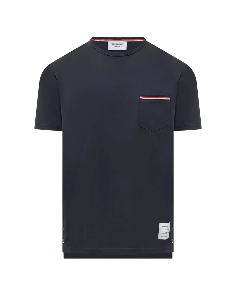 Thom Browne RWB-stripe Pocket T-shirt Blue