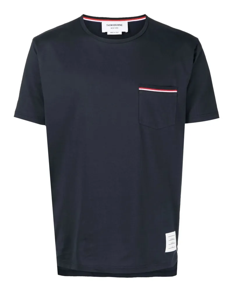 Thom Browne Pocket Cotton T-Shirt Blue