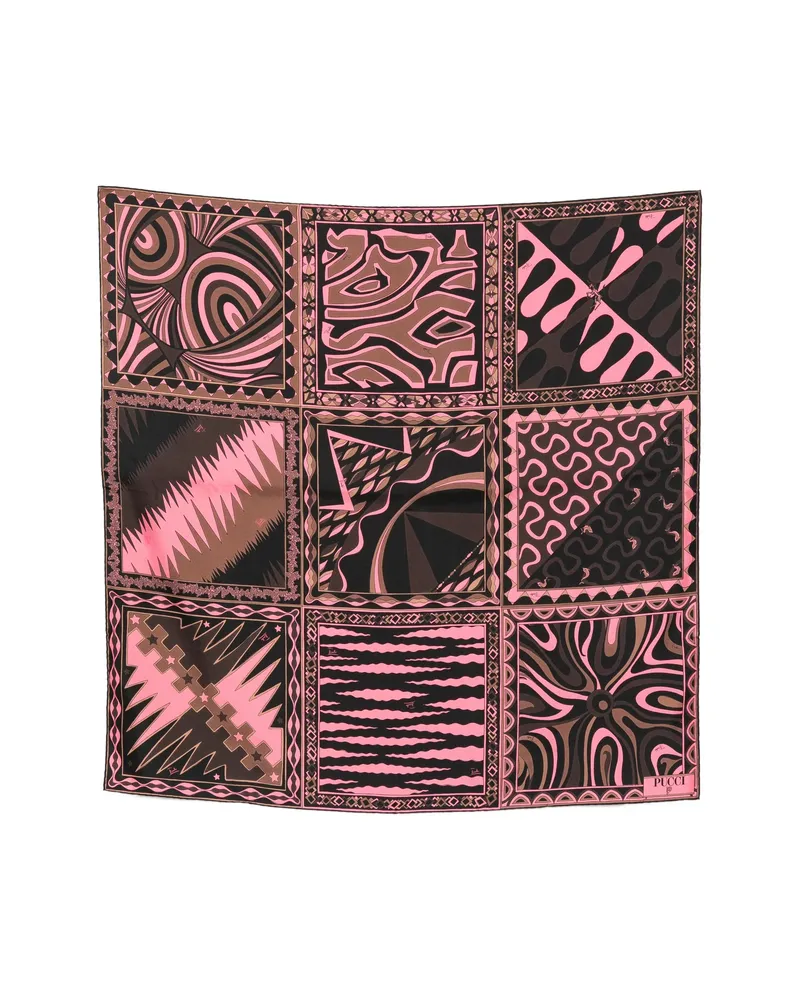 Emilio Pucci Marmo-print Silk Scarf Black