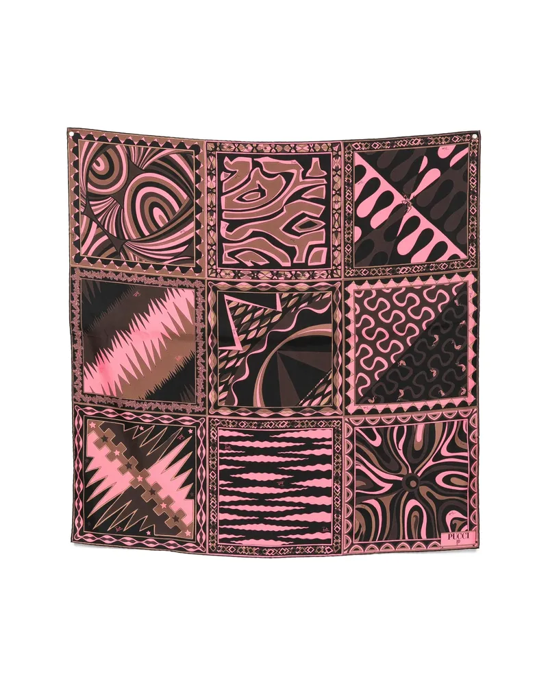 Emilio Pucci Marmo-print Silk Scarf Black