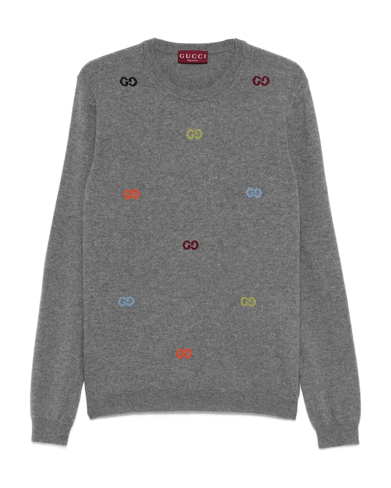 Gucci Embroidered Logo Sweater Grey
