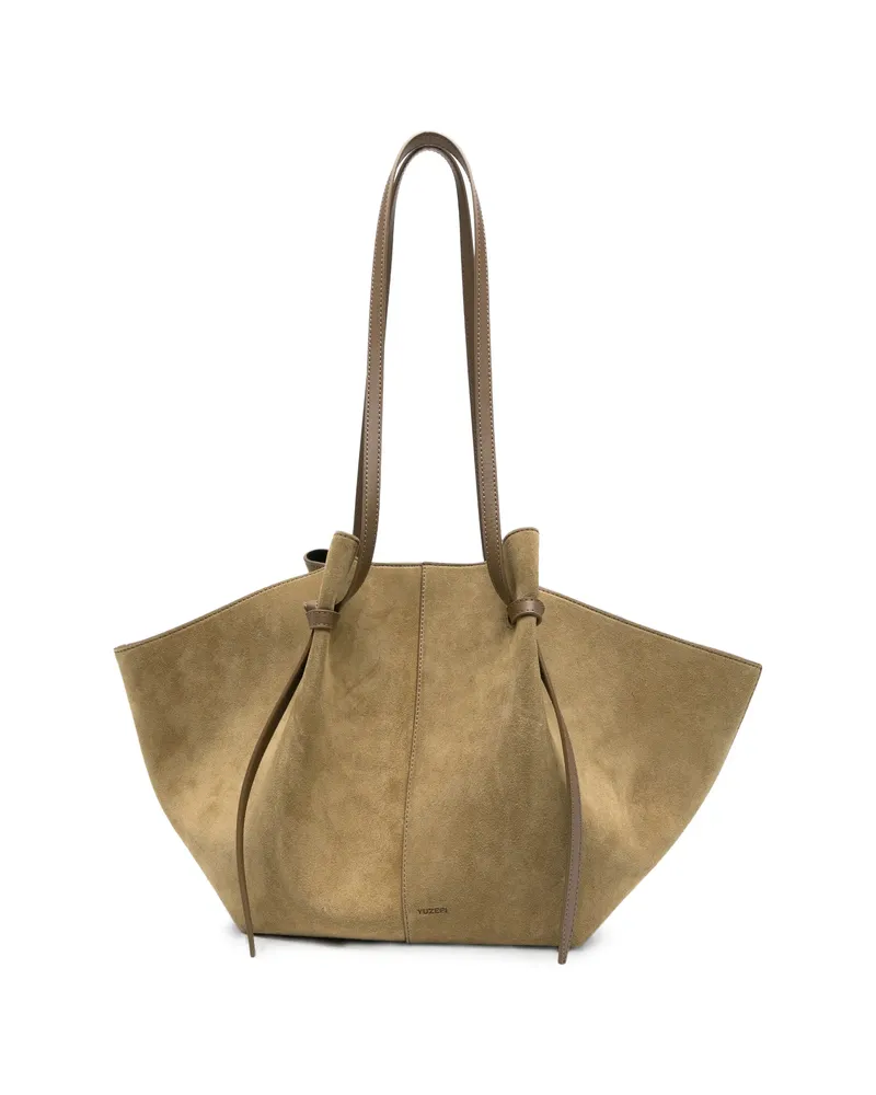 YUZEFI Large Mochi Leather Shoulder Bag Green