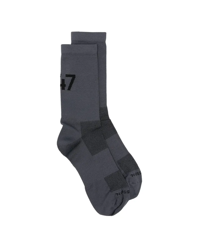 REPRESENT Logo-intarsia Mesh-panel Socks Grey