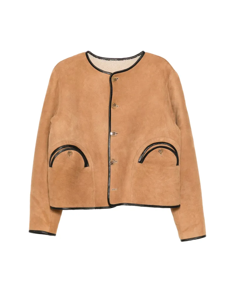 Blazé Milano Button-fastening Shearling Jacket Neutrals