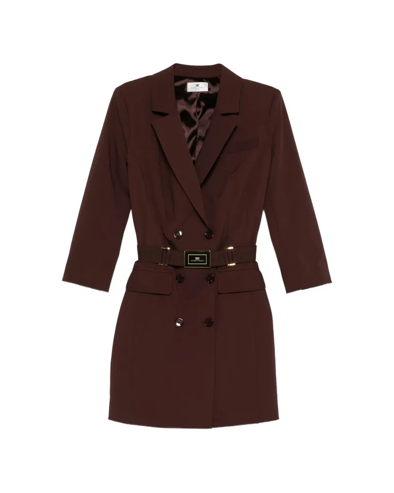 Elisabetta Franchi Button Belted Dress Brown