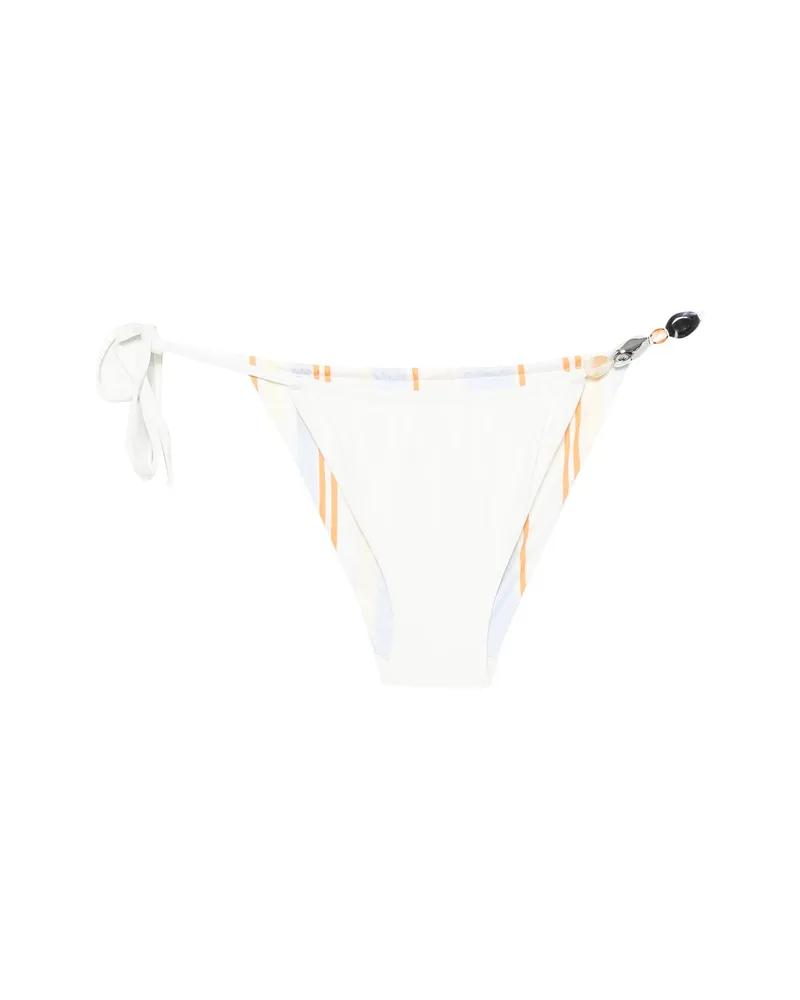 SIR Bead-embellished Striped Bikini Bottoms White