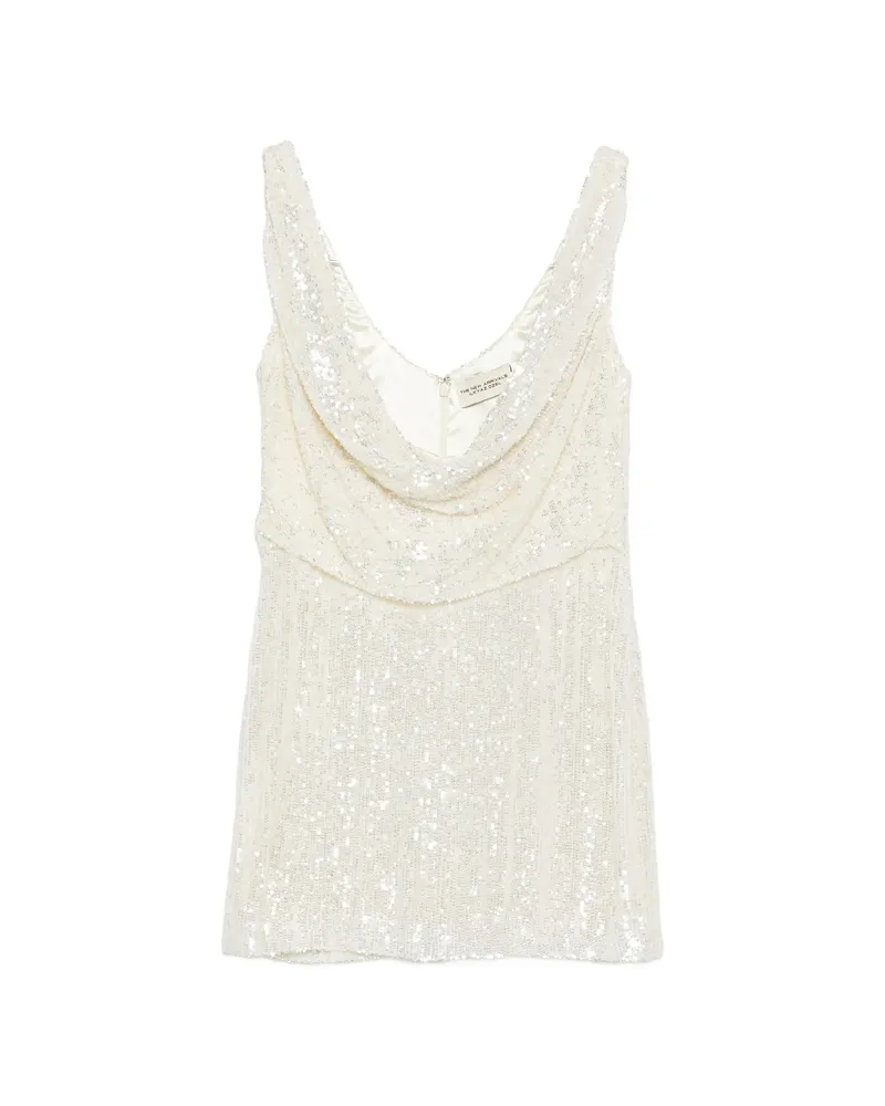 NEW ARRIVALS Cowl-neck Mini Dress White