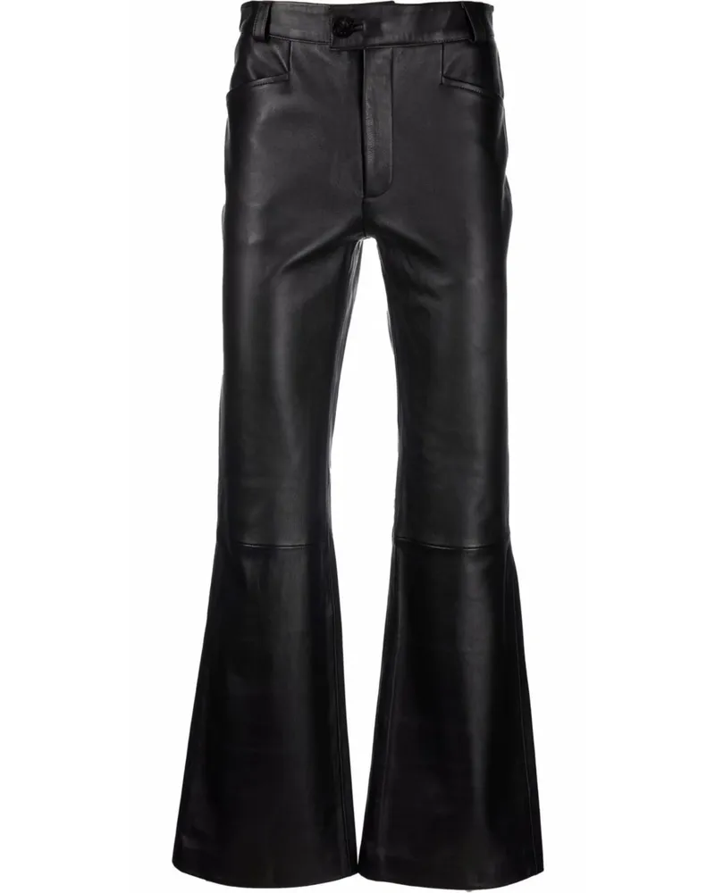 Ernest W. Baker Leather Flare-leg Trousers Black