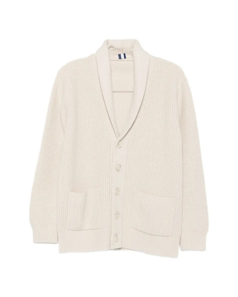 Fedeli Ribbed-knit Shawl-collar Cardigan Neutrals