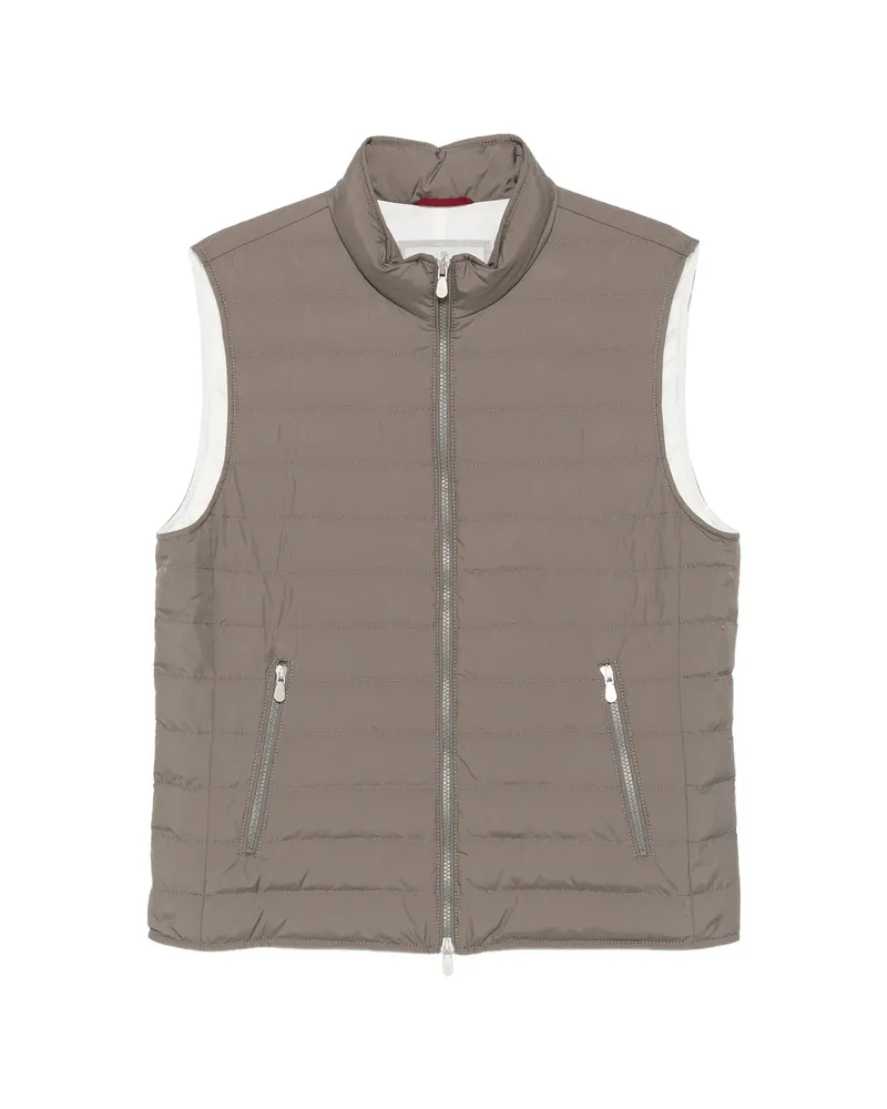 Brunello Cucinelli Quilted High-neck Gilet Green