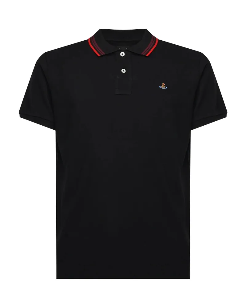 Vivienne Westwood Striped-collar Polo Shirt Black