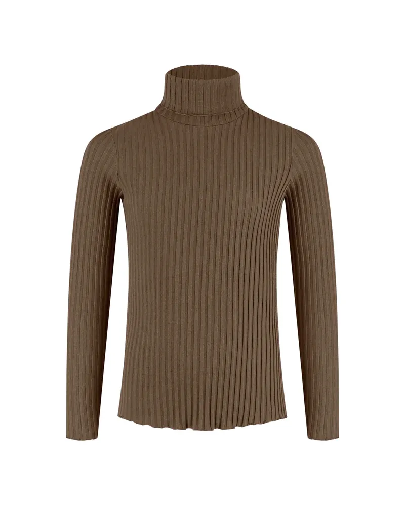 Il Gufo Ribbed-knit Roll-neck Sweater Brown