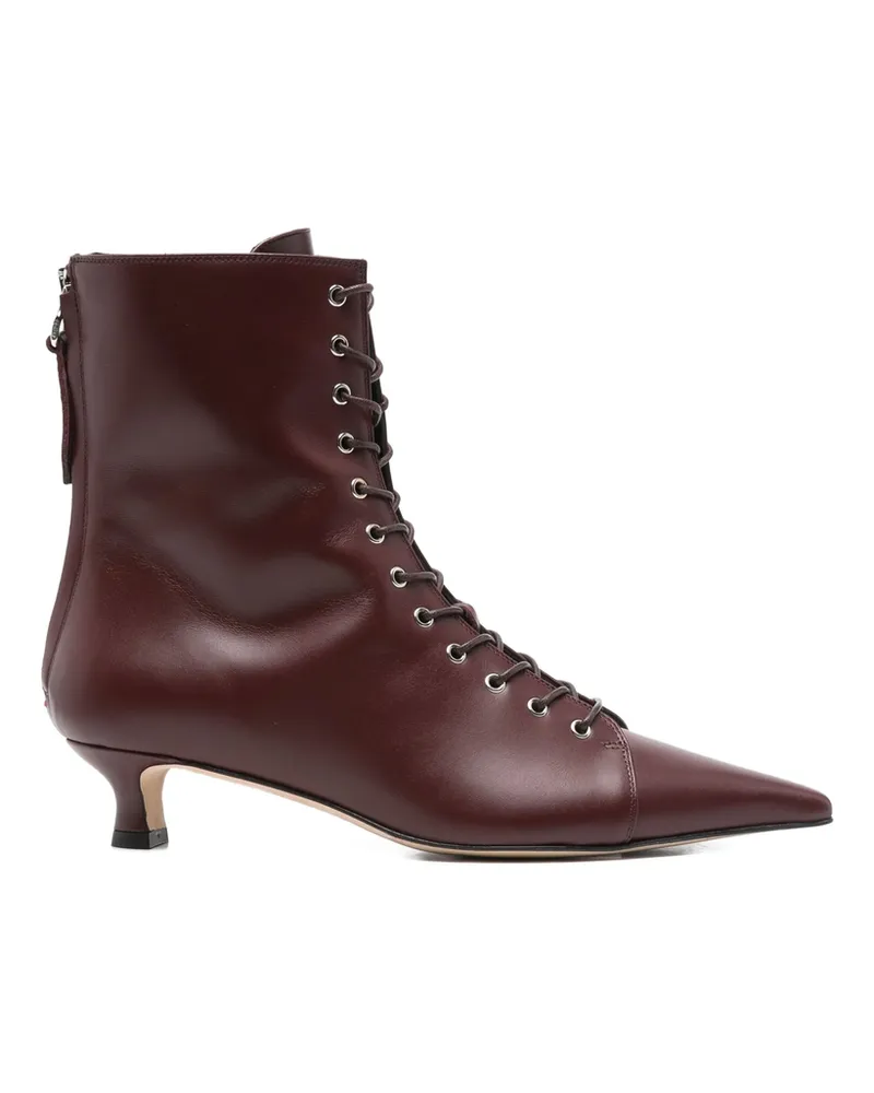 aeyde 40mm Lace-up Pointed-toe Boots Red