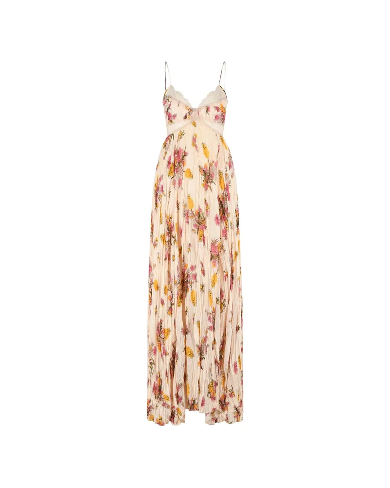 Blumarine Sleveless Floral Dress Neutrals