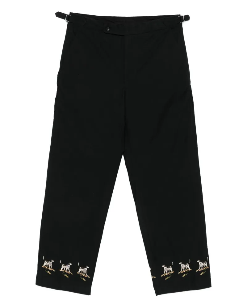 BODE Embroidered Side-buckle Pants Black
