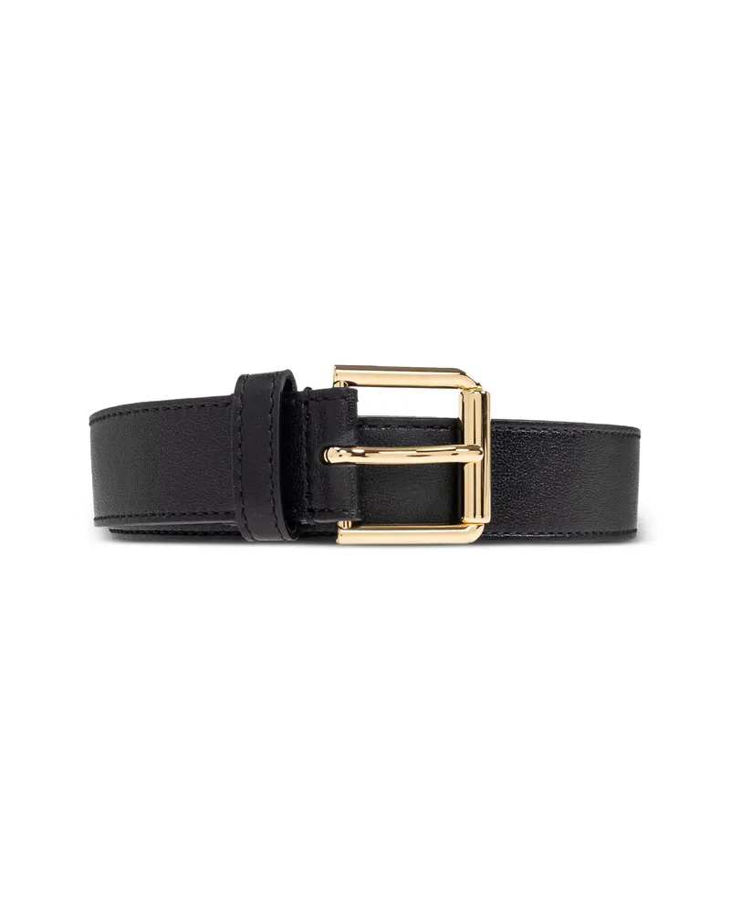 Givenchy Gold-buckle Leather Belt Black