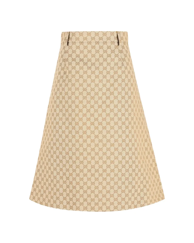 Gucci Belt-loops Midi Skirt Neutrals
