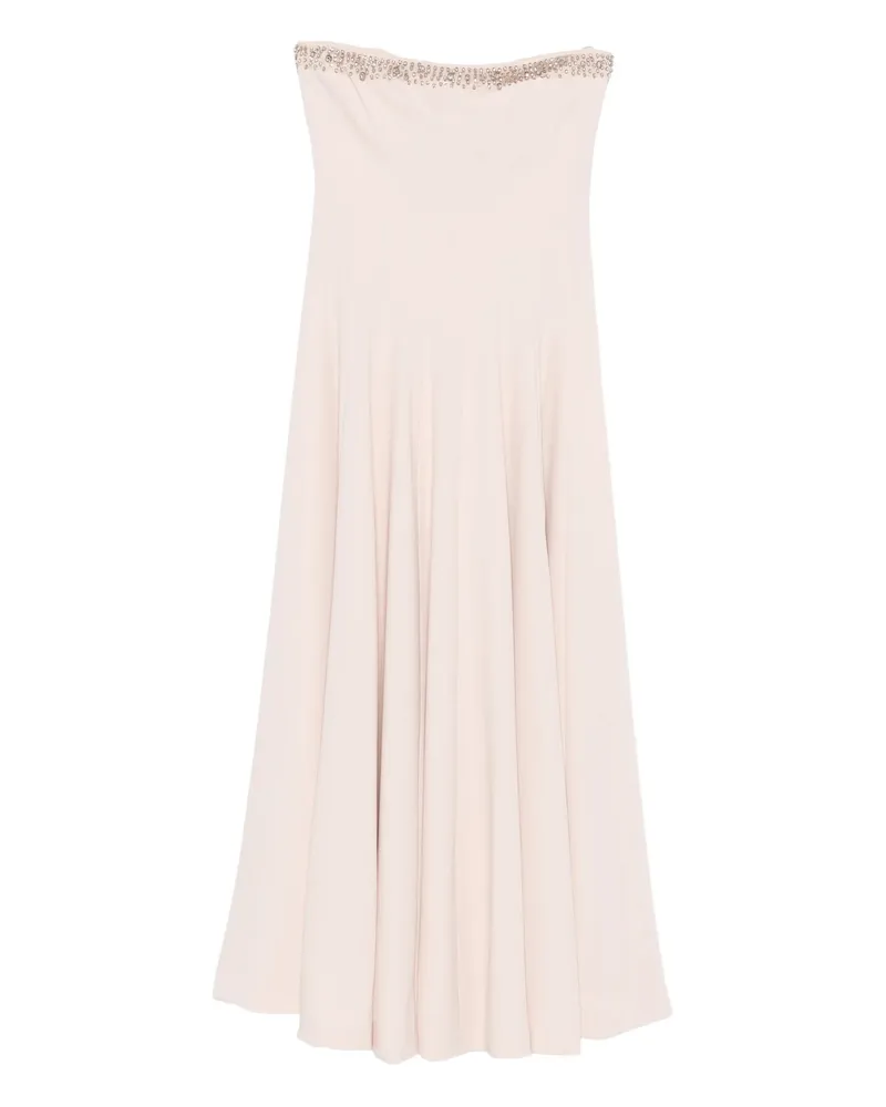 COSTARELLOS Beaded-embellished Strapless Dress Pink