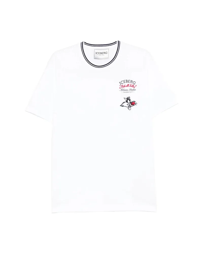 Iceberg Striped Trim Graphic T-shirt White