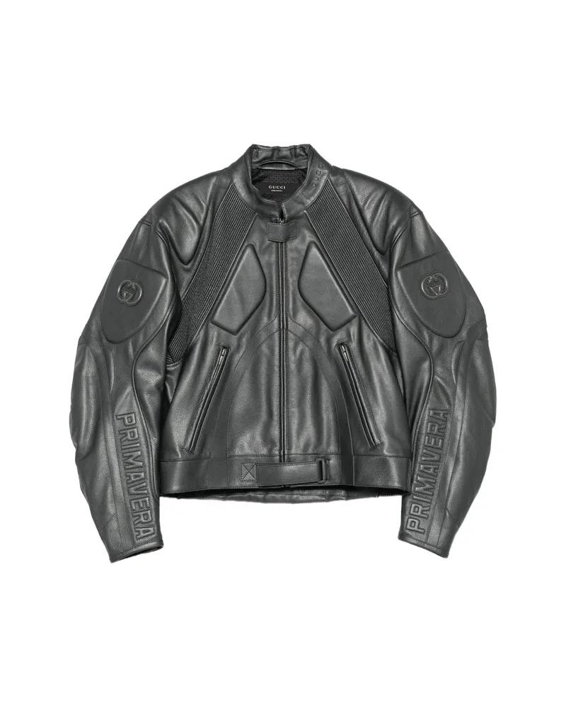 Gucci Interlocking G Leather Jacket Black