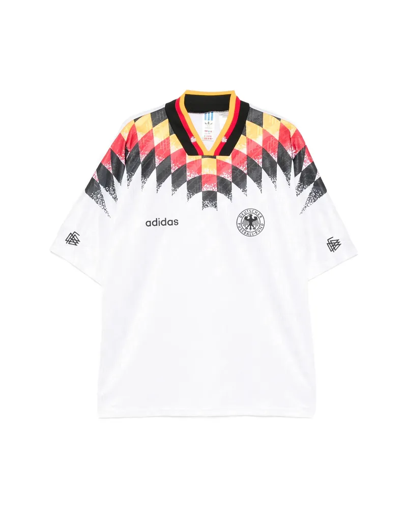adidas Diamond-print V-neck T-shirt White