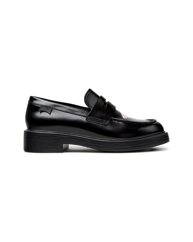 Camper Dean Floral-print Loafers Black